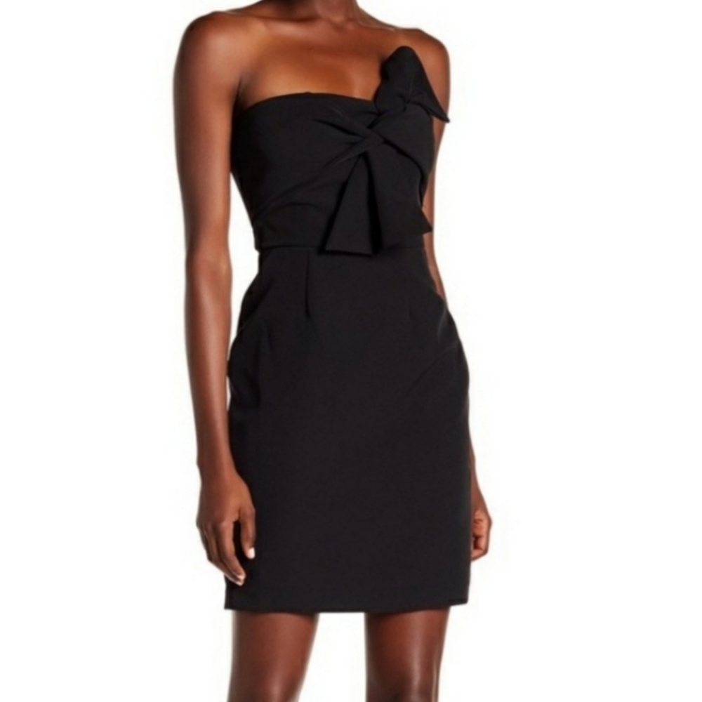 SALE Alexia Admor Black Strapless Mock Tie Mini Dress